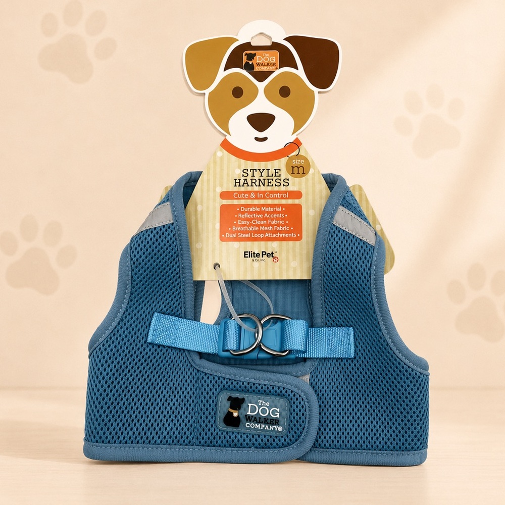*New* Elite Pet & Co. Inc. The Dog Walker Company Light Blue Medium Harness